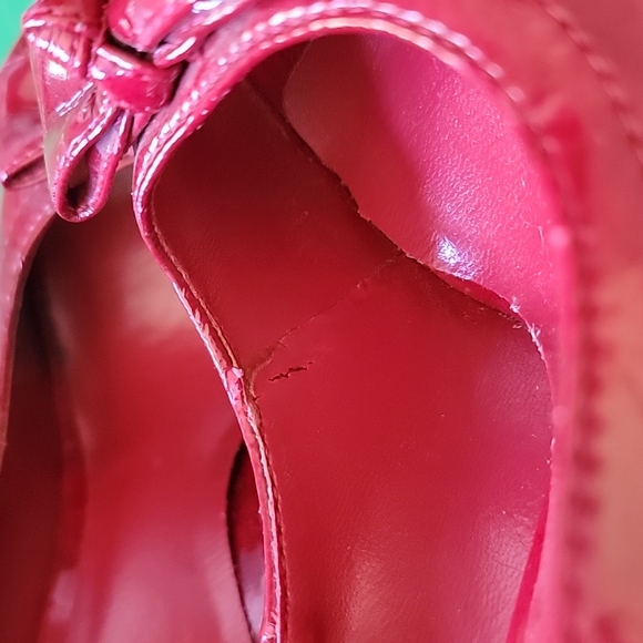 Paprika Red Faux Patent Leather Open Toe High Heels Shoes (Read Flaws) 6 - Picture 12 of 12